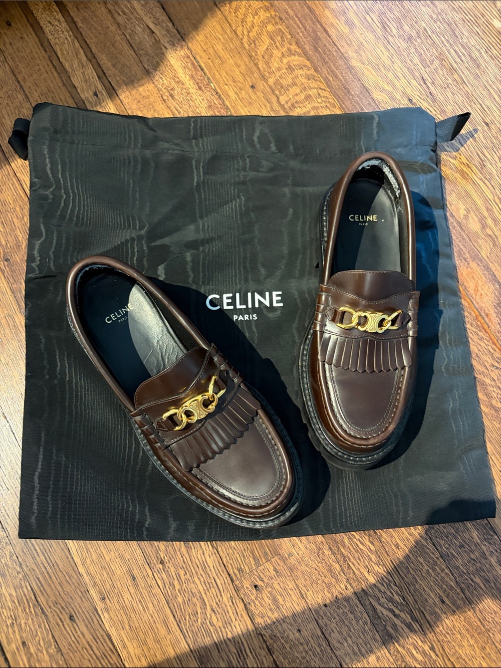 Celine Brown Leather Margaret Loafers
